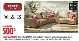 Canadian Tire Canvas Moraine Sectional Set. 2 loveseats, corner chair and 2 coffee tables offer
