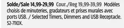 Canadian Tire Type A Selected Timers, Dimmers and USB Receptacle offer