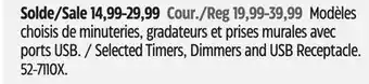 Canadian Tire Type A Selected Timers, Dimmers and USB Receptacle offer