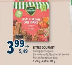 Familiprix LITTLE GOURMET, Organic, Barres de fruits, Fruit, veggie and oat bars, 5 x 18 g offer