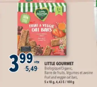 Familiprix LITTLE GOURMET, Organic, Barres de fruits, Fruit, veggie and oat bars, 5 x 18 g offer