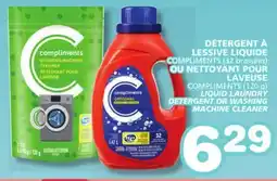 Marches Tradition COMPLIMENTS (32 brassées), COMPLIMENTS (120 g) LIQUID LAUNDRY DETERGENT OR WASHING MACHINE CLEANER offer
