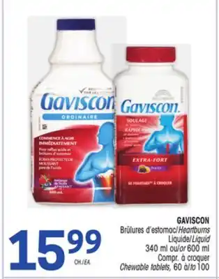 Uniprix GAVISCON Brûlures d'estomac/Heartburns, Liquide/Liquid, Compr. à croquer/Chewable tablets offer