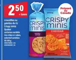 Maxi CROUSTILLES OU GALETTES DE RIZ CRISPY MINIS QUAKER | RICE CHIPS OR CAKES, 90-199 g offer