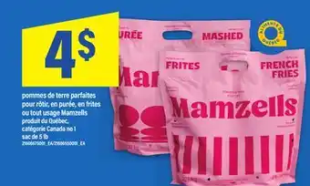 Maxi POMMES DE TERRE PARFAITES POUR RÔTIR, EN PURÉE, EN FRITES OU TOUT USAGE MAMZELLS, sac de 5 lb offer