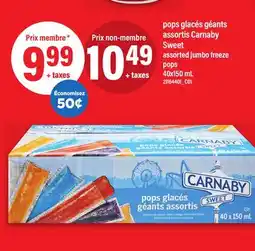 Maxi POPS GLACÉS GÉANTS ASSORTIS CARNABY | SWEET ASSORTED JUMBO FREEZE POPS POPS, 40X150 ML offer