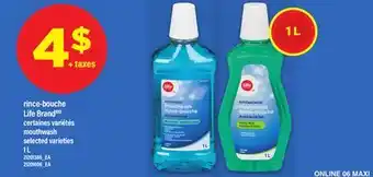 Maxi RINCE-BOUCHE LIFE BRAND | MOUTHWASH, 1 L offer