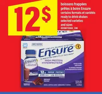 Maxi BOISSONS FRAPPÉES PRÊTES À BOIRE ENSURE | READY TO DRINK SHAKES offer