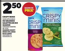 Provigo CRISPY MINIS OU GRANDES GALETTES DE RIZ QUAKER, 90 -173 G offer