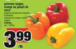 Super C poivrons rouges, orange ou jaunes de serre | hothouse red, orange or yellow peppers offer