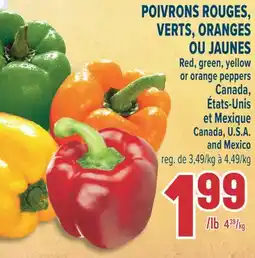 Marché Adonis POIVRONS ROUGES, VERTS, ORANGES OU JAUNES | Red, green, yellow or orange peppers offer