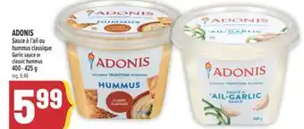 Marché Adonis ADONIS Sauce à l'ail ou hummus classique | Garlic sauce or classic hummus offer