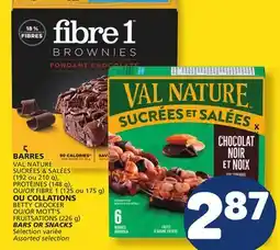 Marché Bonichoix VAL NATURE (192 or 210 g), OR FIBRE 1 (125 or 175 g) BATTY CROCKER OR MOTT'S (226g) BARS OR SNACKS offer