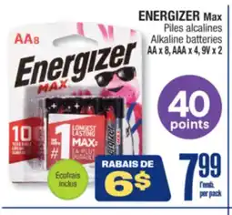 Jean Coutu ENERGIZER Max Alkaline batteries offer