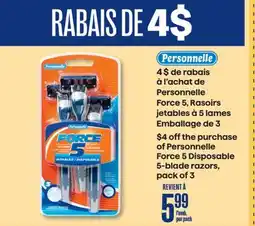 Jean Coutu Personnelle Force 5 Disposable 5-blade razors offer