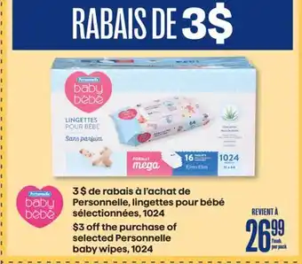 Jean Coutu Selected Personnelle baby wipes offer