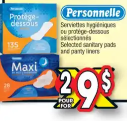Jean Coutu PERSONNELLE Selected sanitary pads and panty liners offer
