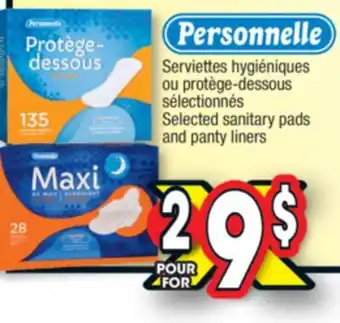Jean Coutu PERSONNELLE Selected sanitary pads and panty liners offer