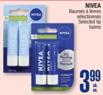 Jean Coutu NIVEA Selected lip balms offer