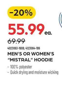 Pronature MEN'S OR WOMEN'S MISTRAL HOODIE offer