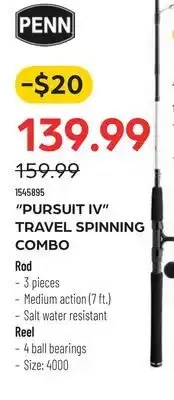 Pronature PURSUIT IV TRAVEL SPINNING COMBO offer