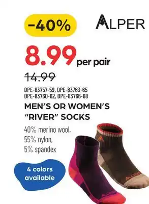 Pronature MEN'S OR WOMEN'S RIVER SOCKS offer