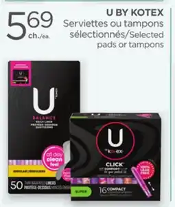 Proxim U BY KOTEX Selected pads or tampons offer
