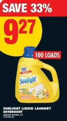 No Frills Sunlight liquid laundry detergent offer