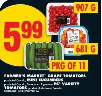 No Frills Farmer's market grape tomatoes mini cucumbers pc variety tomatoes offer