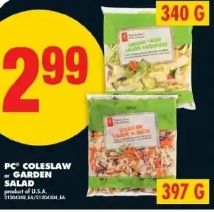 No Frills PC coleslaw or garden salad offer
