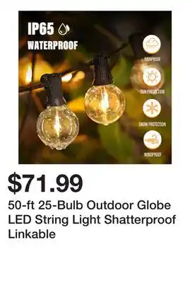 Wayfair 50-ft 25-Bulb Outdoor Globe LED String Light Shatterproof Linkable offer