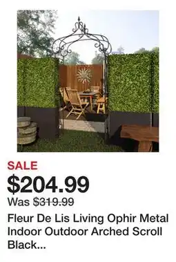 Wayfair Fleur De Lis Living Ophir Metal Indoor Outdoor Arched Scroll Black Garden Arbour with Finial offer