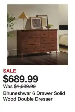 Wayfair Bhuneshwar 6 Drawer Solid Wood Double Dresser offer