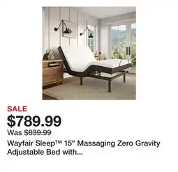Wayfair Wayfair Sleep 15 Massaging Zero Gravity Adjustable Bed with Wireless Remote offer