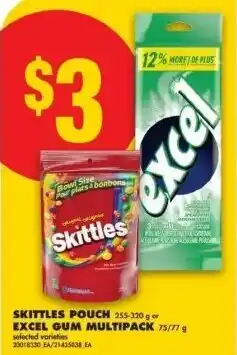 No Frills Skittles pouch excel gum multipack offer