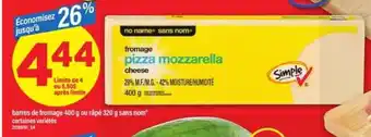 Maxi no name sans nom fromage pizza mozzarella offer