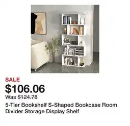 Bed Bath & Beyond 5-Tier Bookshelf S-Shaped Bookcase Room Divider Storage Display Shelf offer