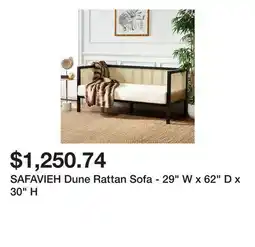 Bed Bath & Beyond SAFAVIEH Dune Rattan Sofa - 29 W x 62 D x 30 H offer