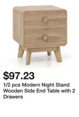 Bed Bath & Beyond 1/2 pcs Modern Night Stand Wooden Side End Table with 2 Drawers offer