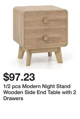 Bed Bath & Beyond 1/2 pcs Modern Night Stand Wooden Side End Table with 2 Drawers offer