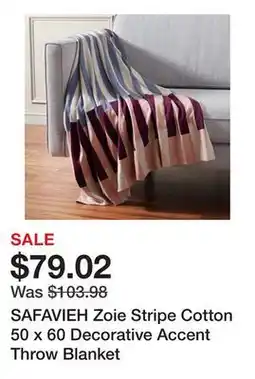 Bed Bath & Beyond SAFAVIEH Zoie Stripe Cotton 50 x 60 Decorative Accent Throw Blanket offer