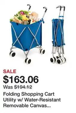 Bed Bath & Beyond Folding Shopping Cart Utility w/ Water-Resistant Removable Canvas Bag - Blue offer