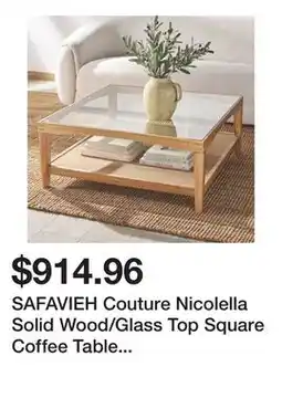 Bed Bath & Beyond SAFAVIEH Couture Nicolella Solid Wood/Glass Top Square Coffee Table - 40W x 40D x 17H offer