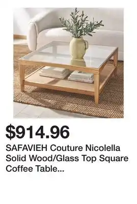 Bed Bath & Beyond SAFAVIEH Couture Nicolella Solid Wood/Glass Top Square Coffee Table - 40W x 40D x 17H offer