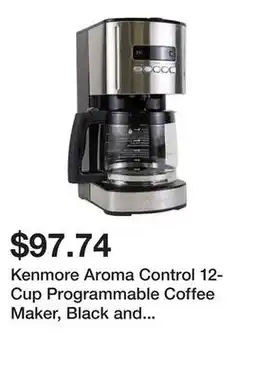 Bed Bath & Beyond Kenmore Aroma Control 12-Cup Programmable Coffee Maker, Black and Stainless Steel, Reusable Filter offer
