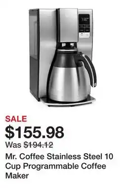 Bed Bath & Beyond Mr. Coffee Stainless Steel 10 Cup Programmable Coffee Maker offer