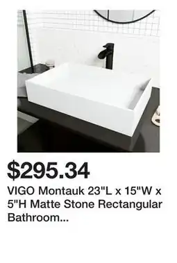 Bed Bath & Beyond VIGO Montauk 23L x 15W x 5H Matte Stone Rectangular Bathroom Vessel Sink offer