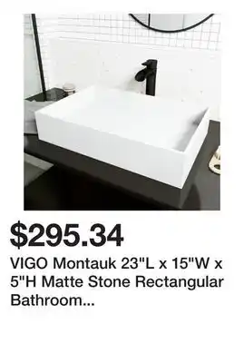 Bed Bath & Beyond VIGO Montauk 23L x 15W x 5H Matte Stone Rectangular Bathroom Vessel Sink offer