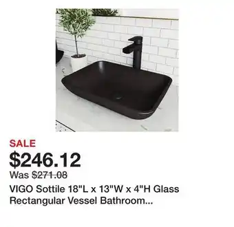 Bed Bath & Beyond VIGO Sottile 18L x 13W x 4H Glass Rectangular Vessel Bathroom Sink in MatteShell offer