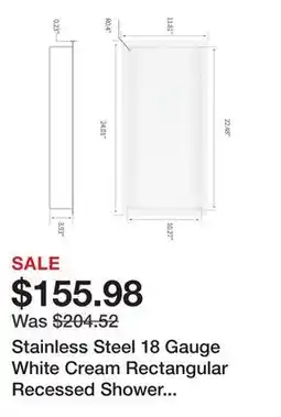 Bed Bath & Beyond Stainless Steel 18 Gauge White Cream Rectangular Recessed Shower Niche 24x12 offer